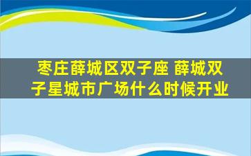 枣庄薛城区双子座 薛城双子星城市广场什么时候开业